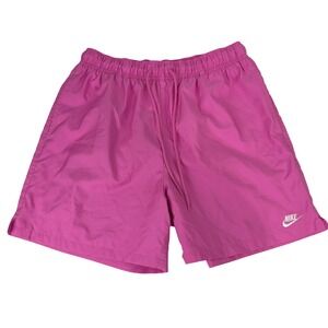 Nike Pink Swimwear Mens L Athletic Shorts Lined Drawstring Waist Logo Print
